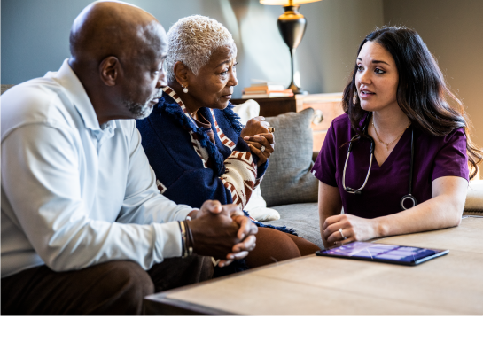 People talking to a nurse